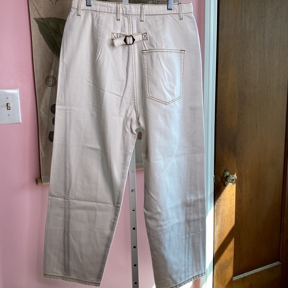 Sandrine Rose Jeans Size 30 White/Mustard Stitching NWT Retail $198 - Picture 7 of 9